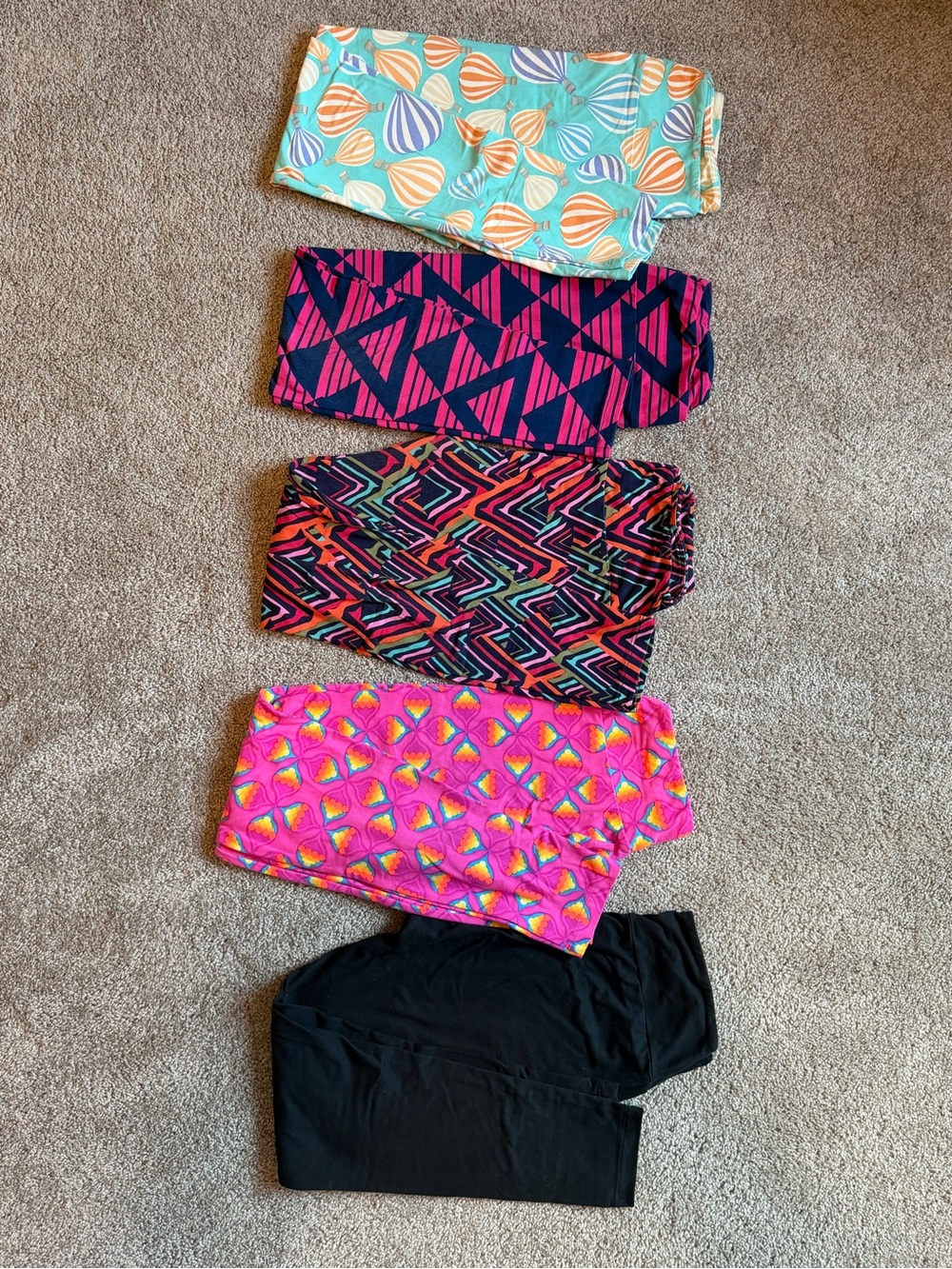 LulaRoe Colorful Printed Leggings Bundle - 5 Pairs